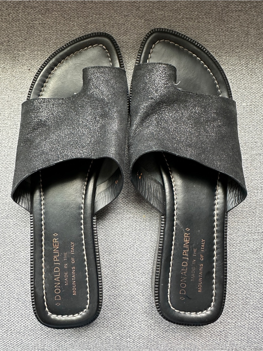 Donald J Pliner Women’s Black Leather Slide Sandal Shoes Sz 9